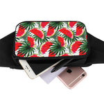 White Palm Leaf Watermelon Pattern Print Waist Bag