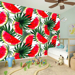 White Palm Leaf Watermelon Pattern Print Wall Sticker