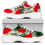 White Palm Leaf Watermelon Pattern Print White Chunky Shoes