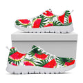 White Palm Leaf Watermelon Pattern Print White Running Shoes