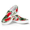 White Palm Leaf Watermelon Pattern Print White Slip On Sneakers