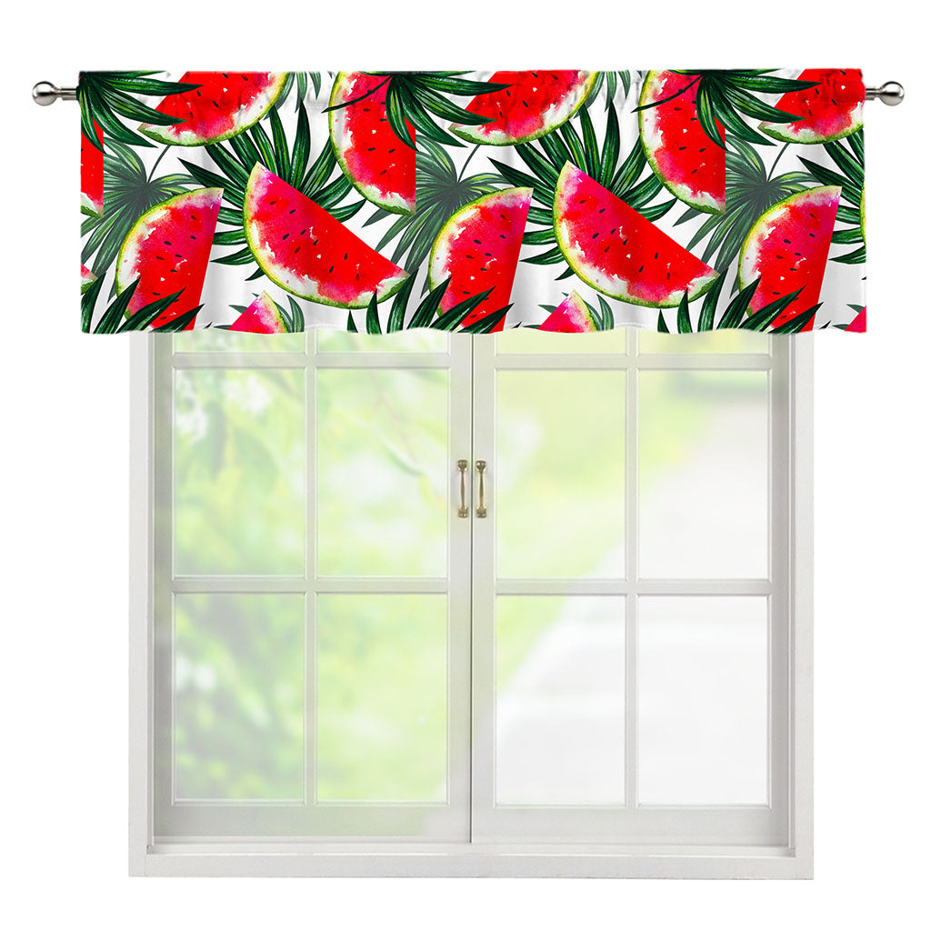 White Palm Leaf Watermelon Pattern Print Window Valance