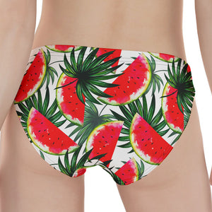 White Palm Leaf Watermelon Pattern Print Women's Panties