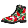 White Palm Leaf Watermelon Pattern Print Work Boots