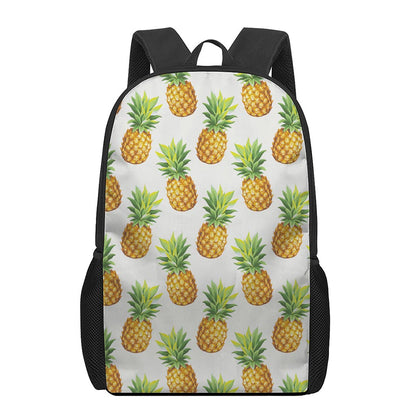 White Pineapple Pattern Print 17 Inch Backpack