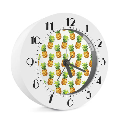 White Pineapple Pattern Print Alarm Clock