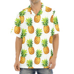 White Pineapple Pattern Print Aloha Shirt