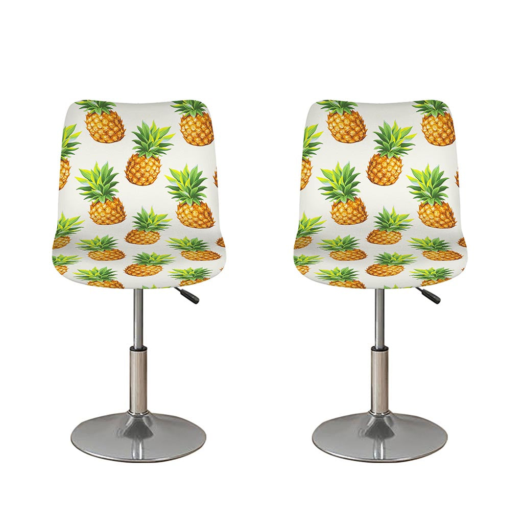 White Pineapple Pattern Print Bar Stool Covers