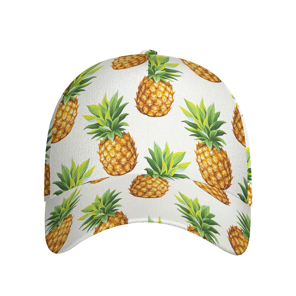White Pineapple Pattern Print Baseball Cap