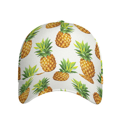 White Pineapple Pattern Print Baseball Cap