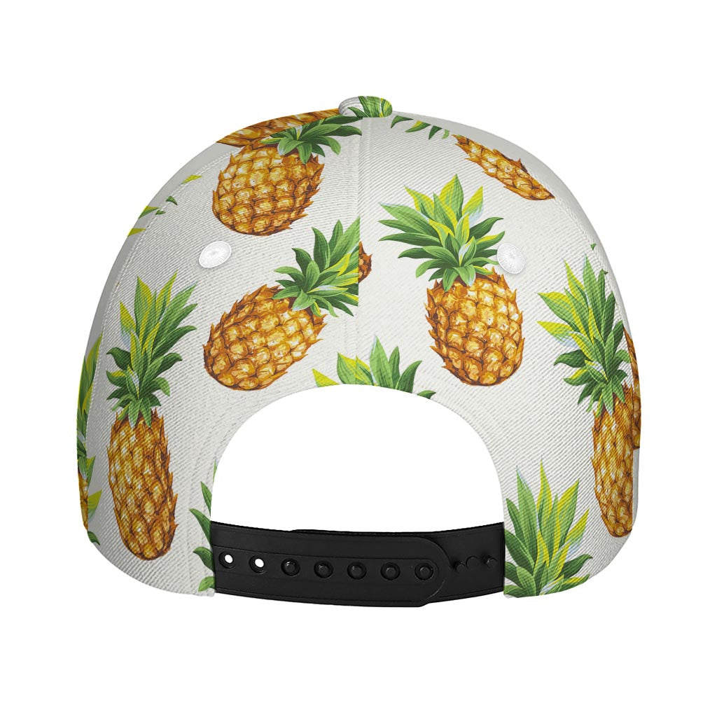 White Pineapple Pattern Print Baseball Cap