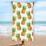 White Pineapple Pattern Print Beach Towel