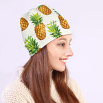 White Pineapple Pattern Print Beanie