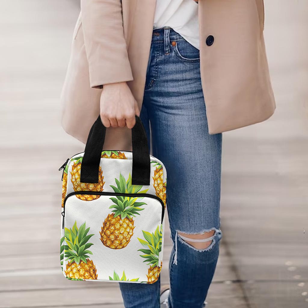 White Pineapple Pattern Print Bible Tote Bag