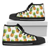 White Pineapple Pattern Print Black High Top Sneakers