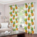 White Pineapple Pattern Print Blackout Grommet Curtains