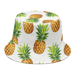 White Pineapple Pattern Print Bucket Hat