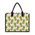 White Pineapple Pattern Print Canvas Tote Bag
