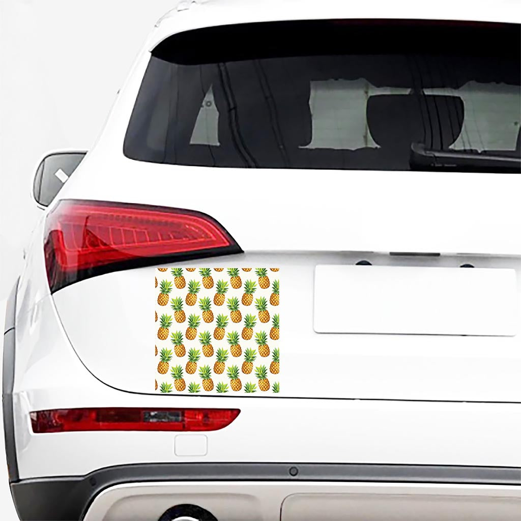 White Pineapple Pattern Print Car Sticker