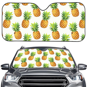 White Pineapple Pattern Print Car Windshield Sun Shade