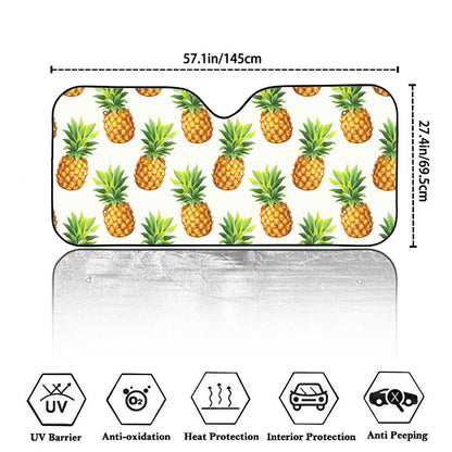 White Pineapple Pattern Print Car Windshield Sun Shade