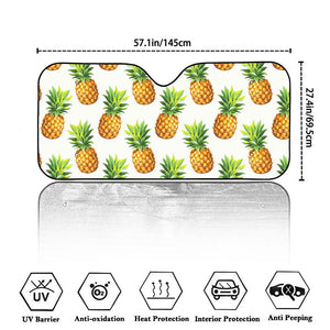 White Pineapple Pattern Print Car Windshield Sun Shade