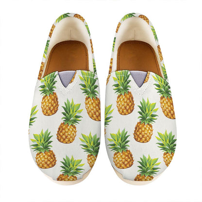 White Pineapple Pattern Print Casual Shoes