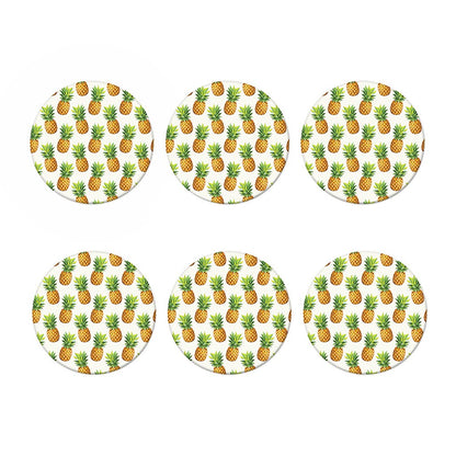White Pineapple Pattern Print Coaster Set