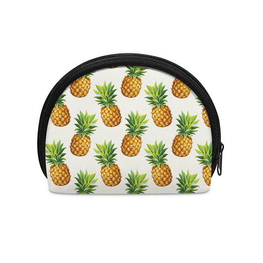 White Pineapple Pattern Print Coin Purse