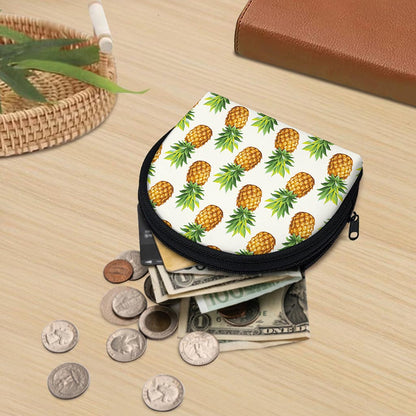 White Pineapple Pattern Print Coin Purse