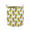 White Pineapple Pattern Print Collapsible Laundry Basket