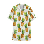 White Pineapple Pattern Print Cotton Hawaiian Shirt