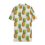 White Pineapple Pattern Print Cotton Hawaiian Shirt