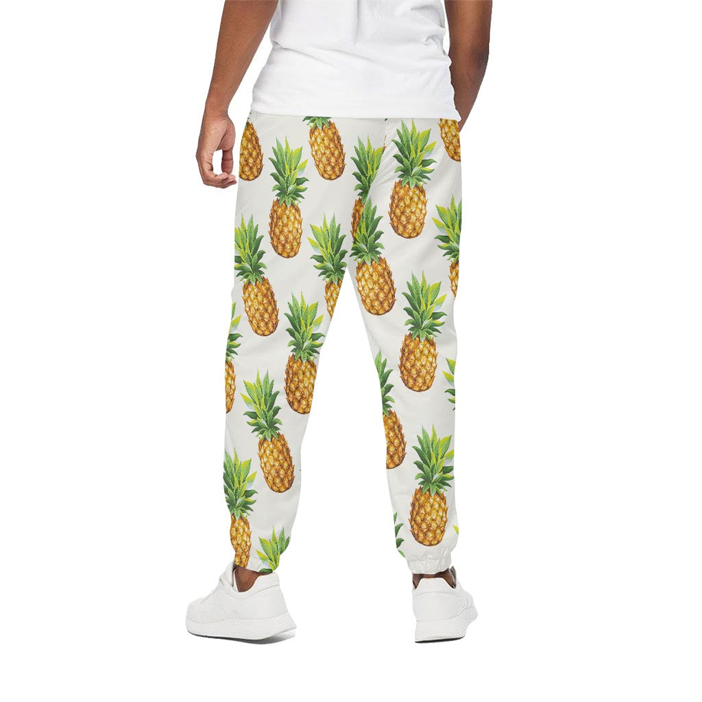 White Pineapple Pattern Print Cotton Pants