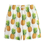 White Pineapple Pattern Print Cotton Shorts