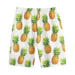 White Pineapple Pattern Print Cotton Shorts