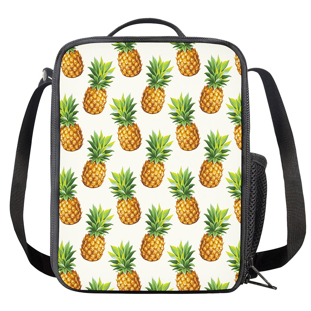 White Pineapple Pattern Print Crossbody Lunch Bag
