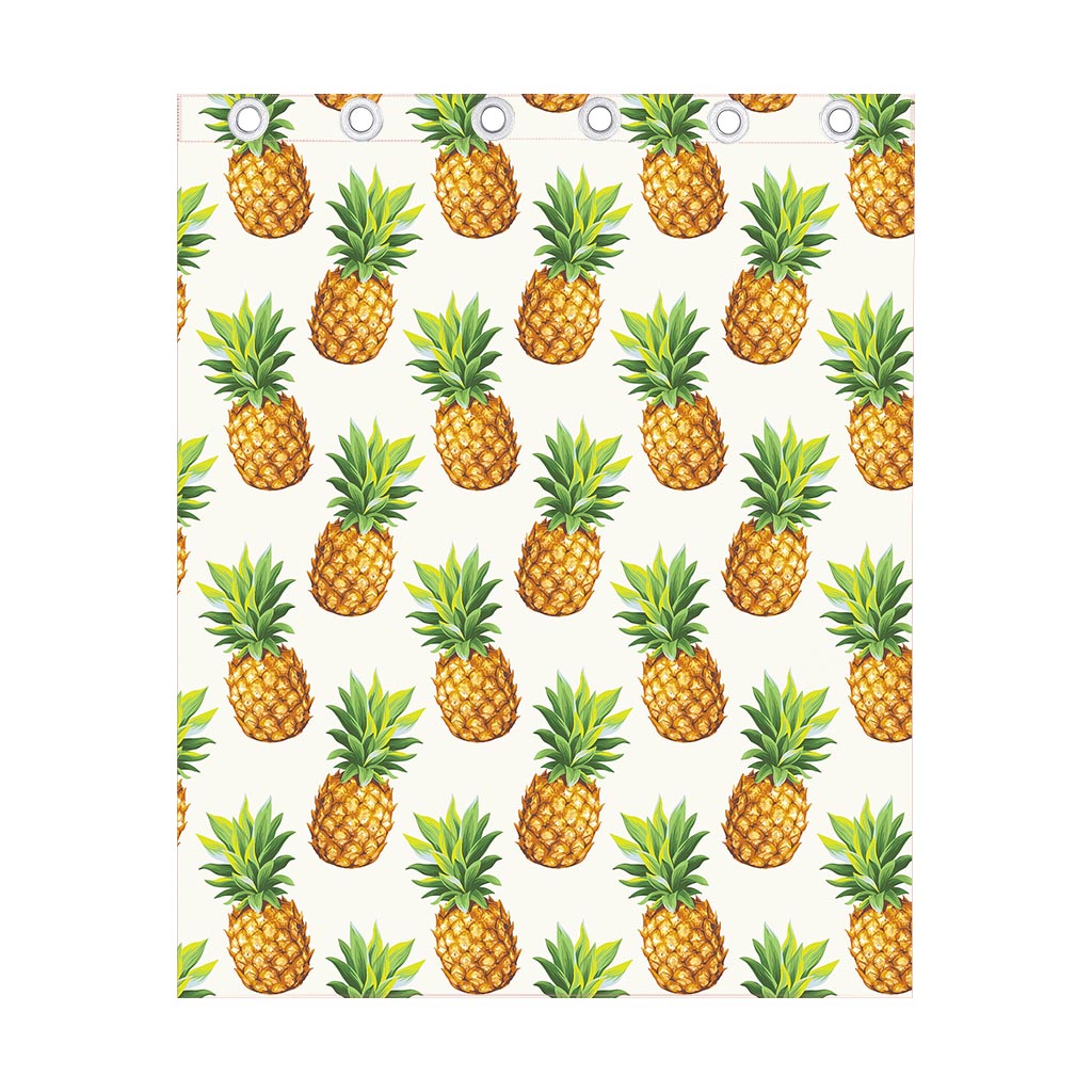 White Pineapple Pattern Print Curtain