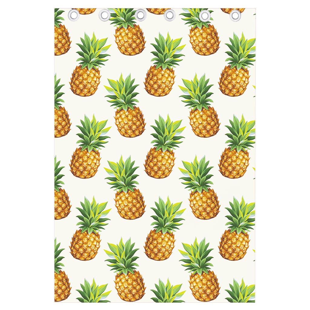 White Pineapple Pattern Print Curtain