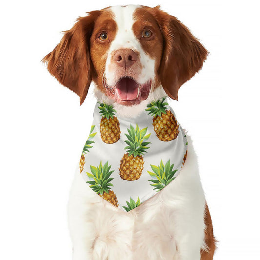 White Pineapple Pattern Print Dog Bandana