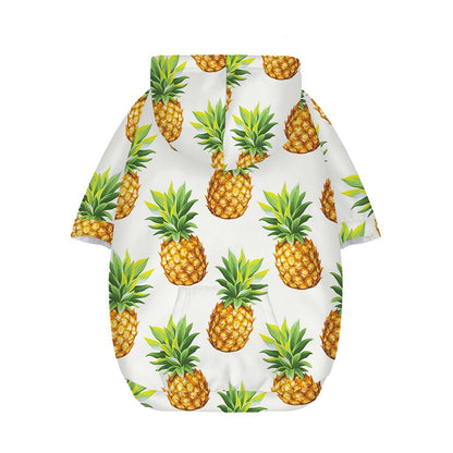 White Pineapple Pattern Print Dog Zip Up Hoodie