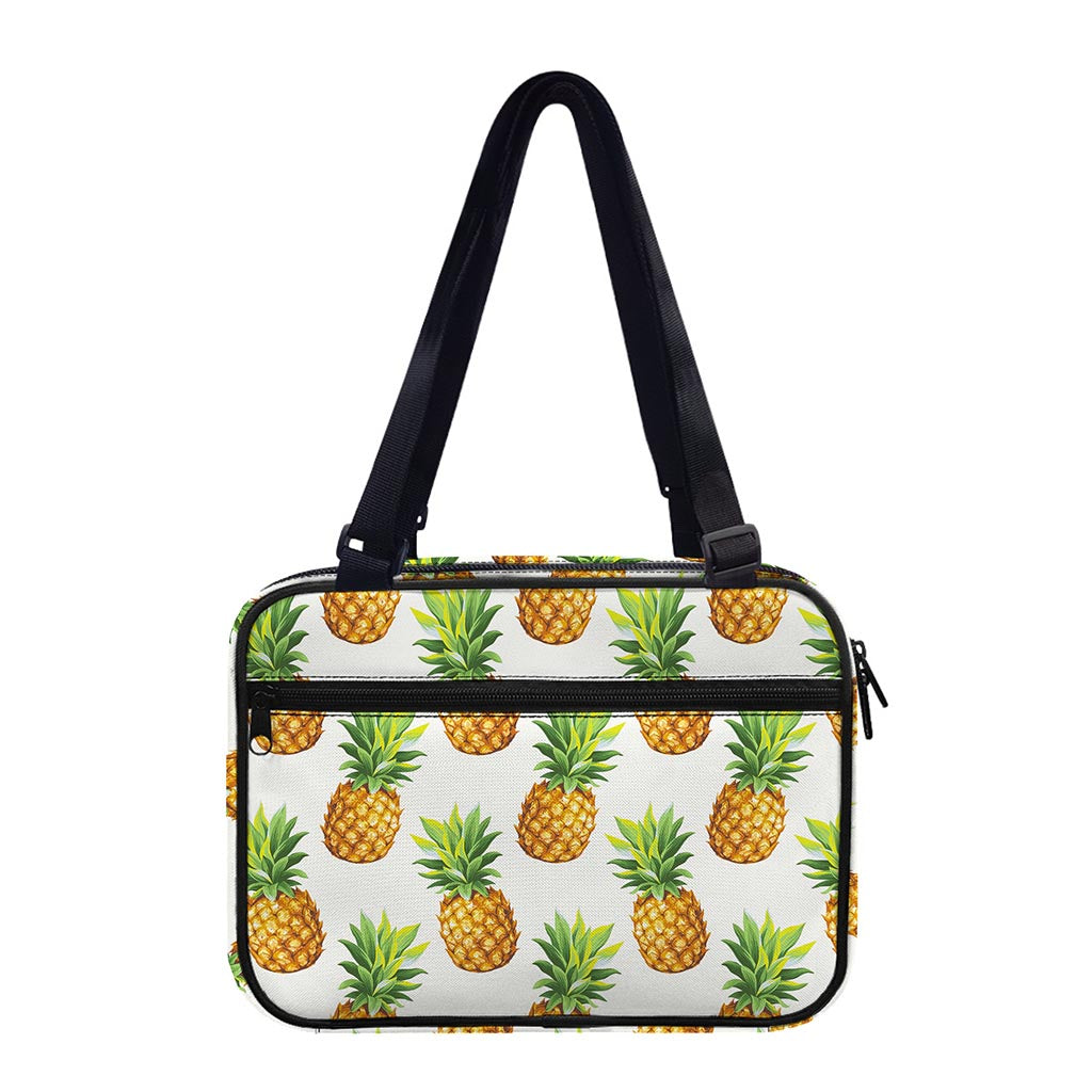 White Pineapple Pattern Print Double Strap Bible Bag