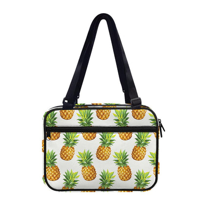 White Pineapple Pattern Print Double Strap Bible Bag