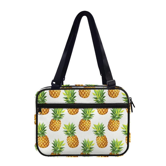 White Pineapple Pattern Print Double Strap Bible Bag