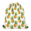 White Pineapple Pattern Print Drawstring Bag