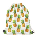 White Pineapple Pattern Print Drawstring Bag