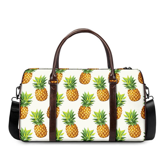 White Pineapple Pattern Print Duffle Bag