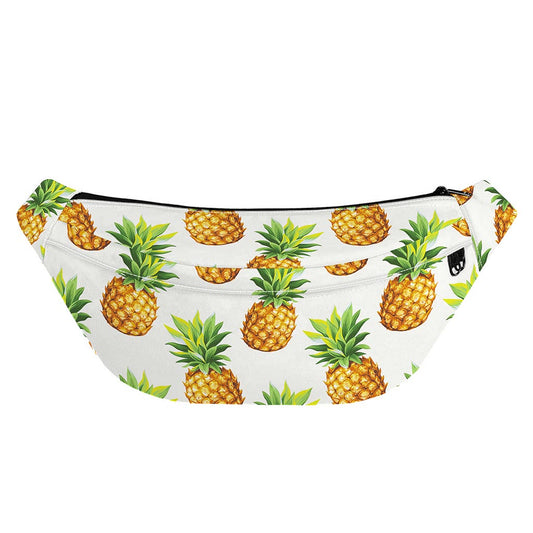 White Pineapple Pattern Print Fanny Pack