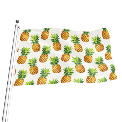 White Pineapple Pattern Print Flag