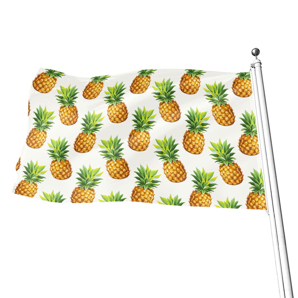 White Pineapple Pattern Print Flag